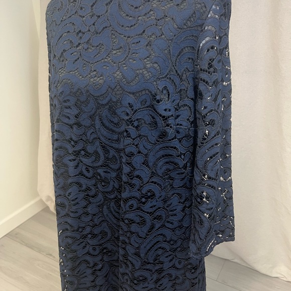 Black Tape | Navy and Black Lace Shift Dress Whimsigoth Preppy Cocktail Sz 8 - Picture 3 of 9
